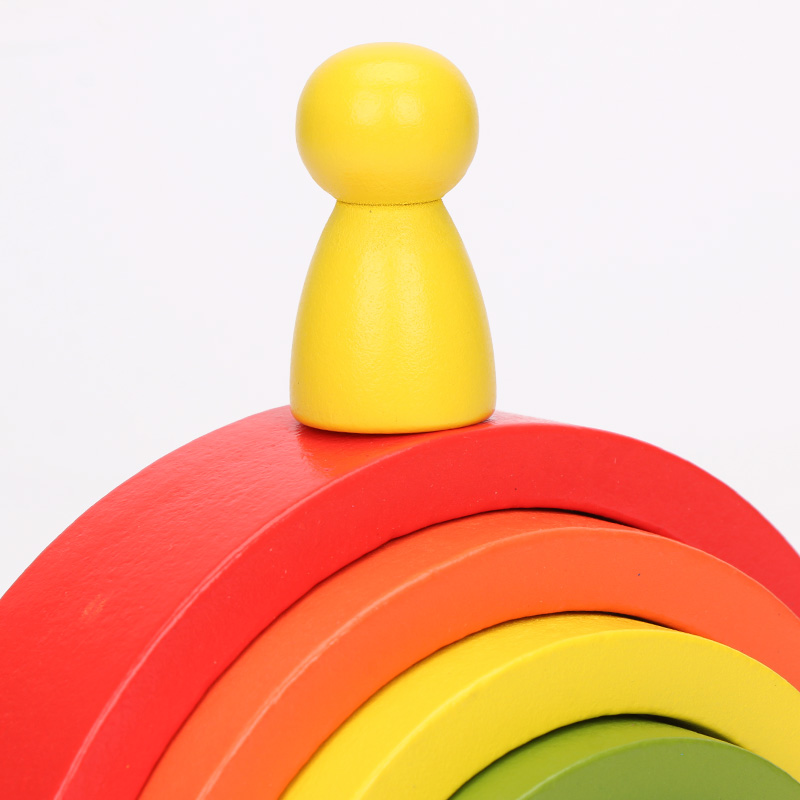 Brown 18cm Rainbow Wooden Building Blocks Toy Creative Educational