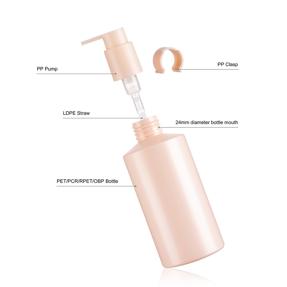 100ML 200ML Sustainable Cosmetic Bottles Pink For Body Lotion