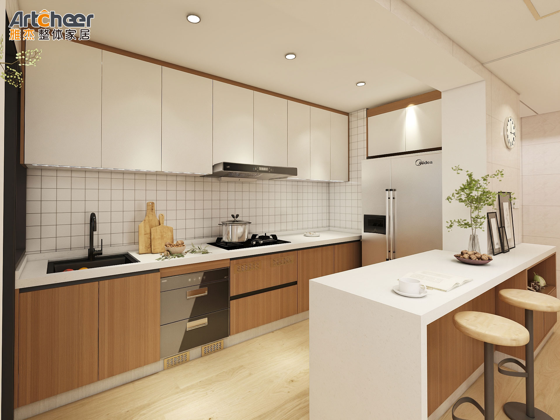 Enhance Your Kitchen with Laminated Bullnose Countertop Acrylic Kitchen Cabinet Set
