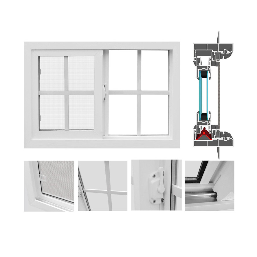 Chinese Brands UPVC Single Sliding Window Energy Saving And Environmental Protection