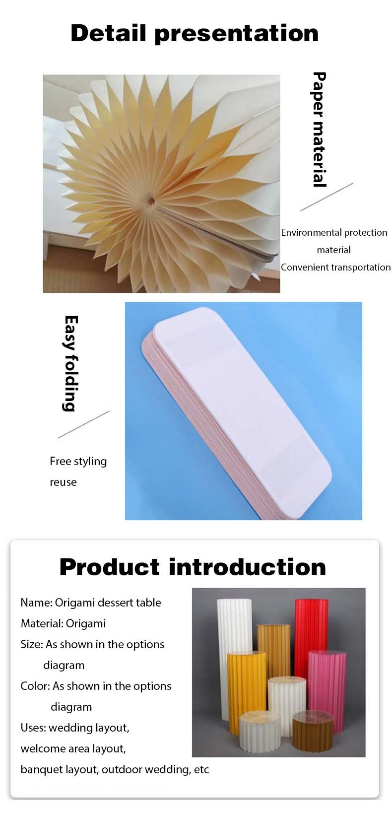 Acrylic Cylindrical Foldable Dessert Table in Custom Shape for Paper Folding Occassion Wedding Birthday Party Decoration
