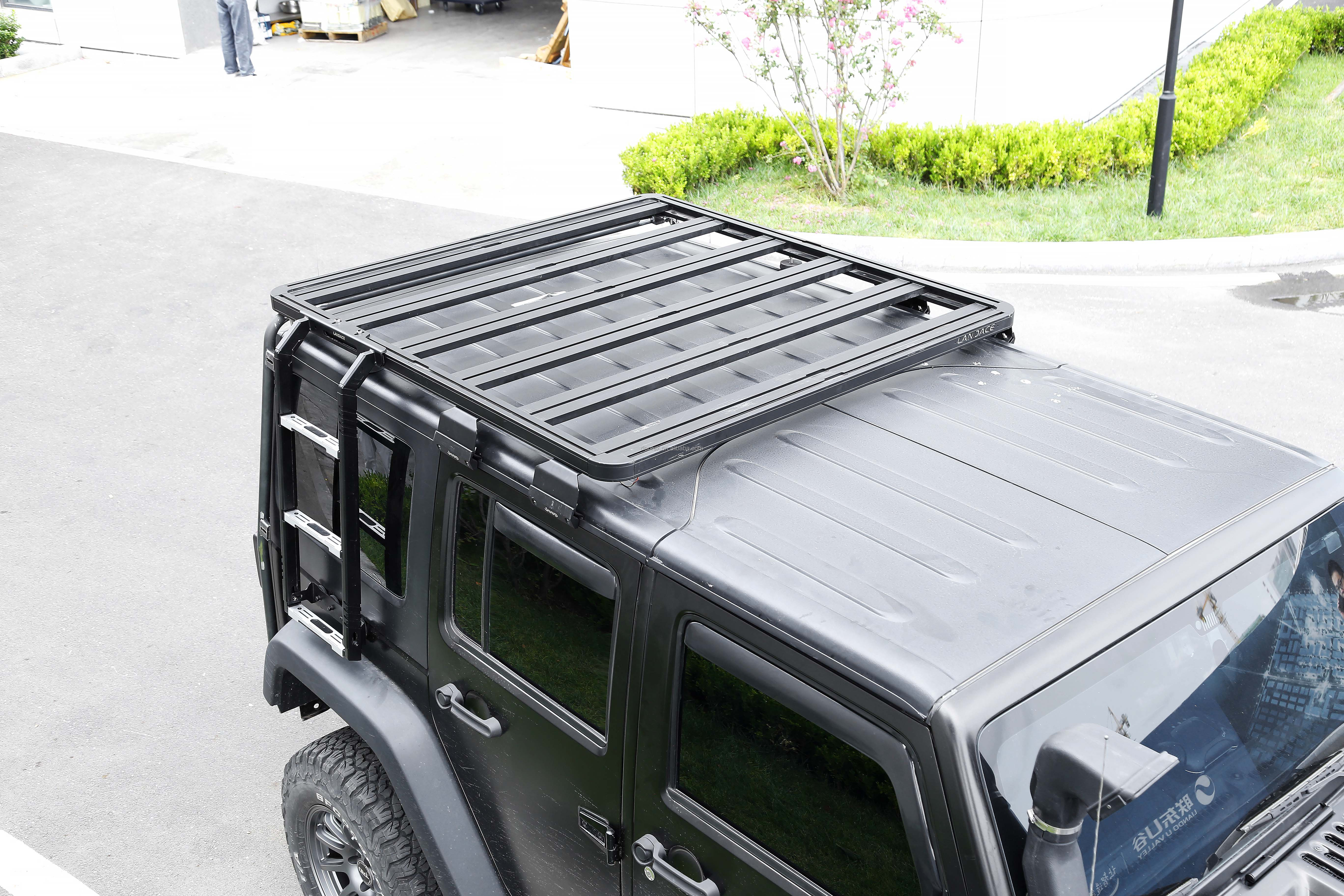 High- Black Powerder Coated Car Roof Luggage Rack for Jeep Wrangler Jk Aluminium Alloy