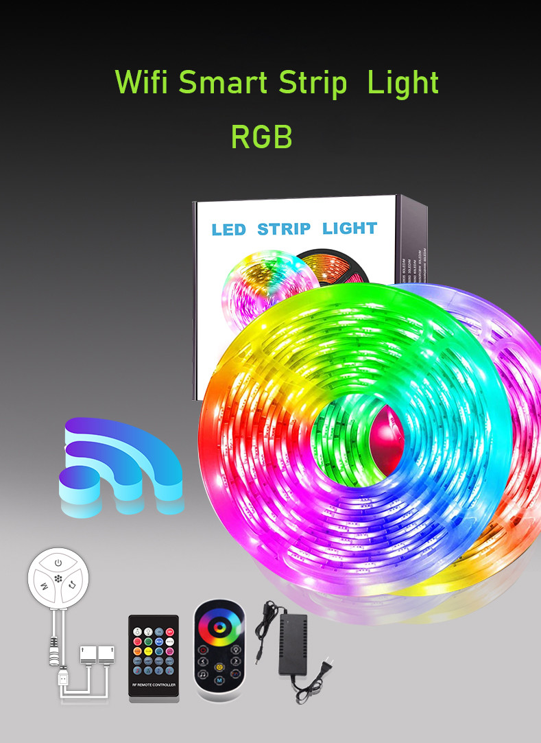 32.8ft RGB Smart LED Light Strip Music Sync Color Changing LED Strip Lights 7.2W/M
