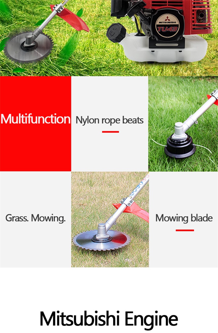 TU43 Weed Type Two Stroke Petrol Grass Cutter Machine Brush Cutter Backpack Type 42.7 CC