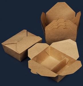 China Disposable Compartment Take Away Box Carryout Food Packaging Kraft Paper Lunch Boxes on sale