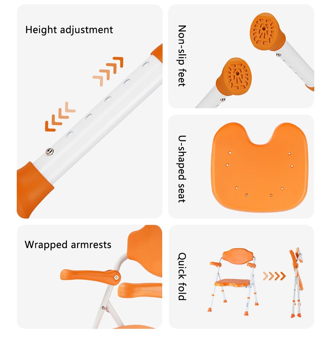 New Aluminium Alloy Lightweight Foldable Bath Chair for Indoor Shower Bathroom Safety Equipment