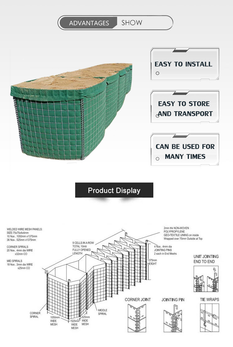 Welded Gabion Hesco Barrier Retaining Wall 1230mm Height