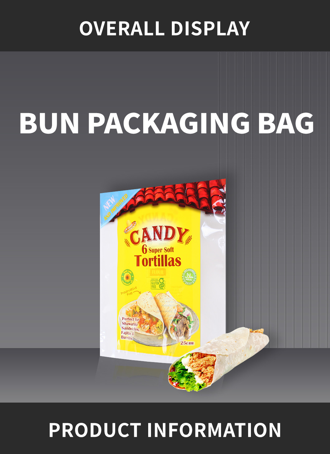 Heat Sealed Tortilla Wraps Packaging Food Safe Bread Bag Printed Logo
