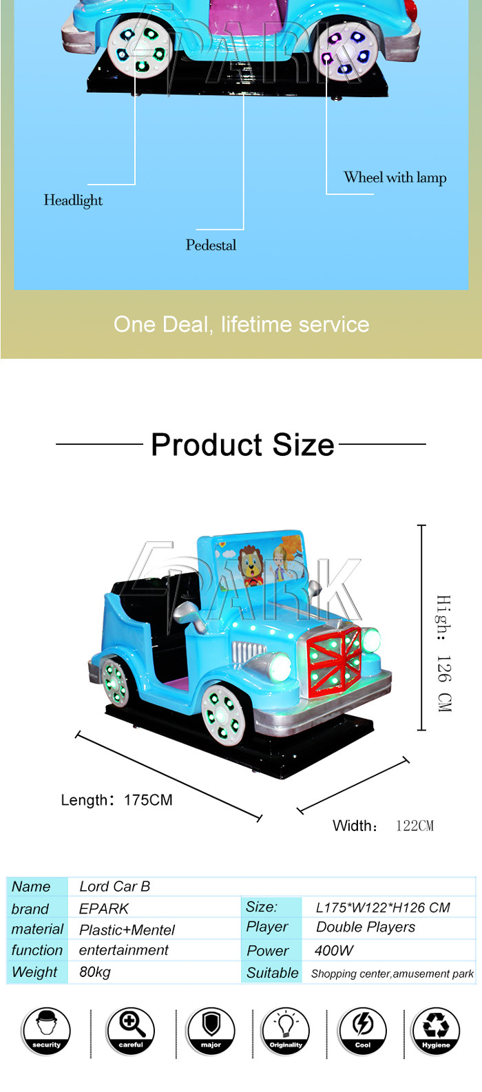 coin operated game high quality rocking shaking swing kiddie rides EPARK luxury children racing car video game machine