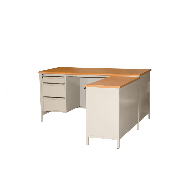 Modern MDF Board L Shaped Office Desk Three Drawer Office Desk