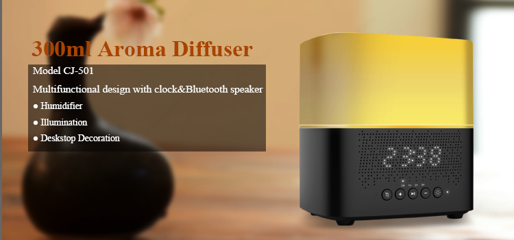 30ml/hr 300ml Ultrasonic Aroma Diffuser Bluetooth Speaker