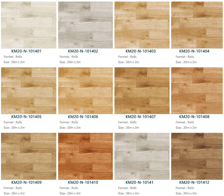 Restaurant Linoleum Flooring Rolls Wood Look UV Resistant Heterogeneous Sheet