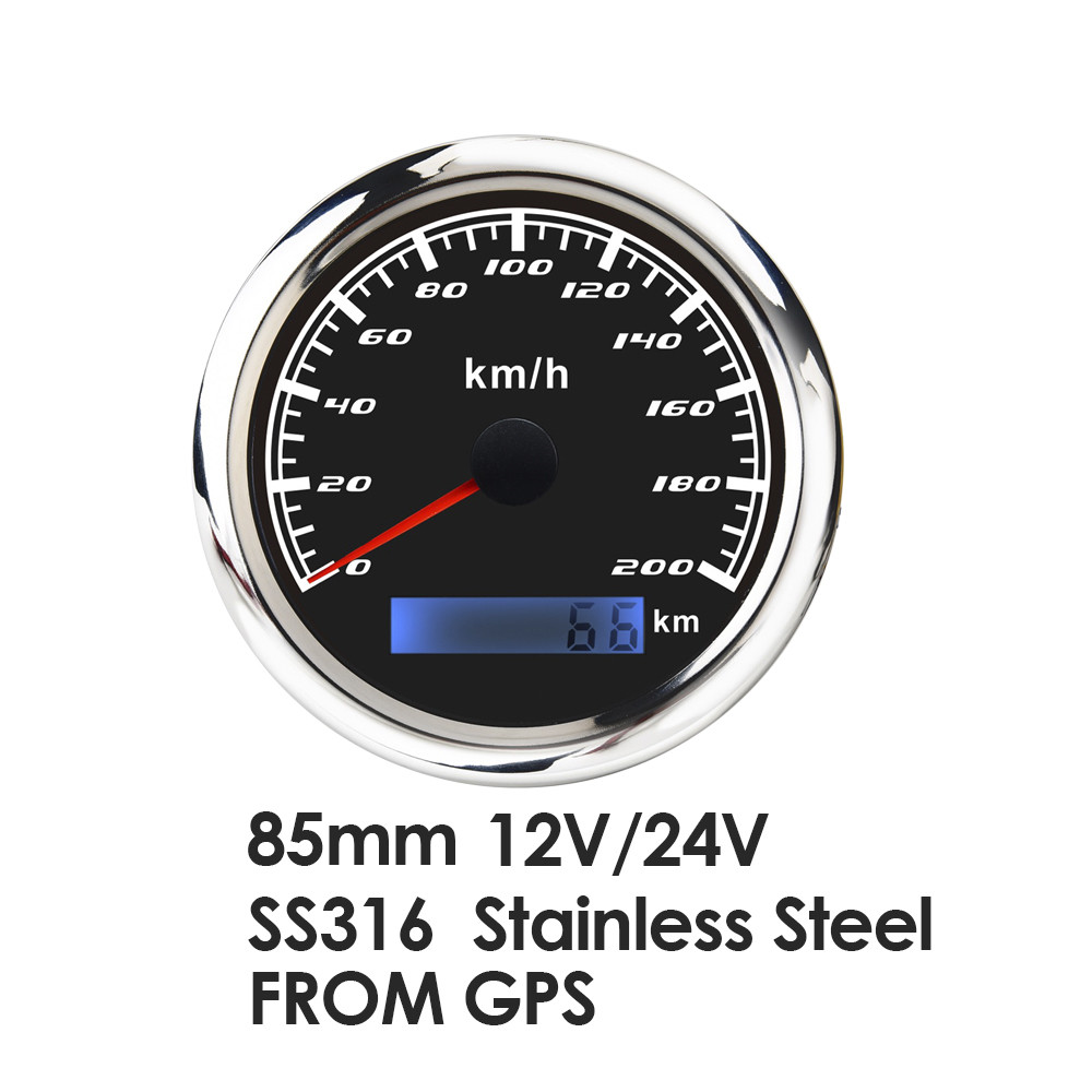 3inch 200Km/H Black Face Autometer Gps Speedometer Yacht Instrument