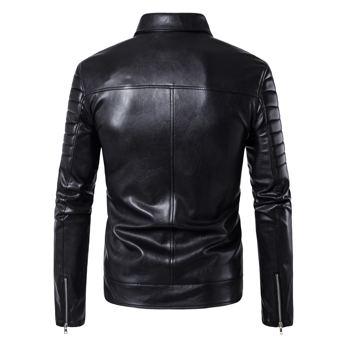 OEM classic popular best quality solid color slim fit men moto leather jacket