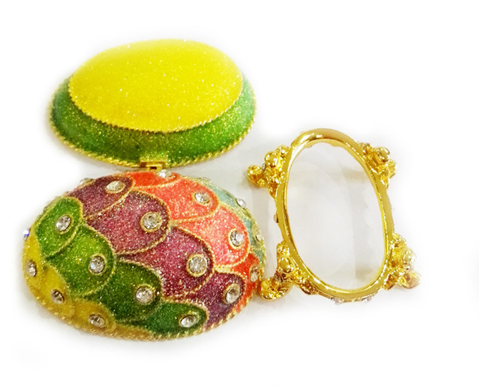 Crystal Easter Faberge Egg Jewelry Box Earrings Russian Trinkets Case Easter Gifts Collectible Figurines Creative Gifts