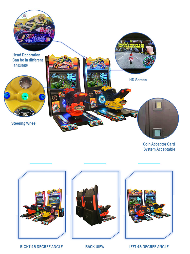 2 Players Car Racing Game Machine Motorbike Biker Racing 220*140*210cm