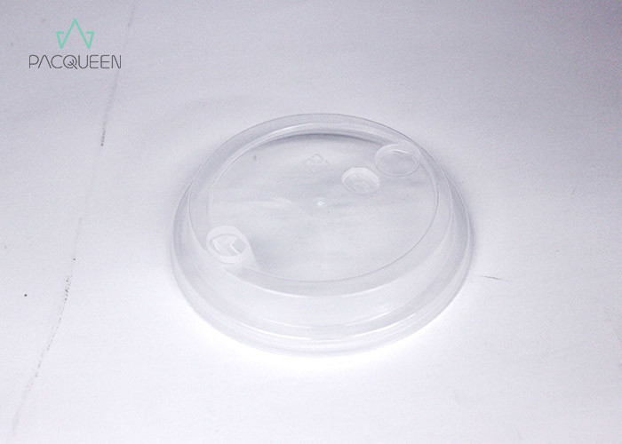 Flat Disposable Lids PE / PLA Material Leakage Proof For Hot / Cold Drinks