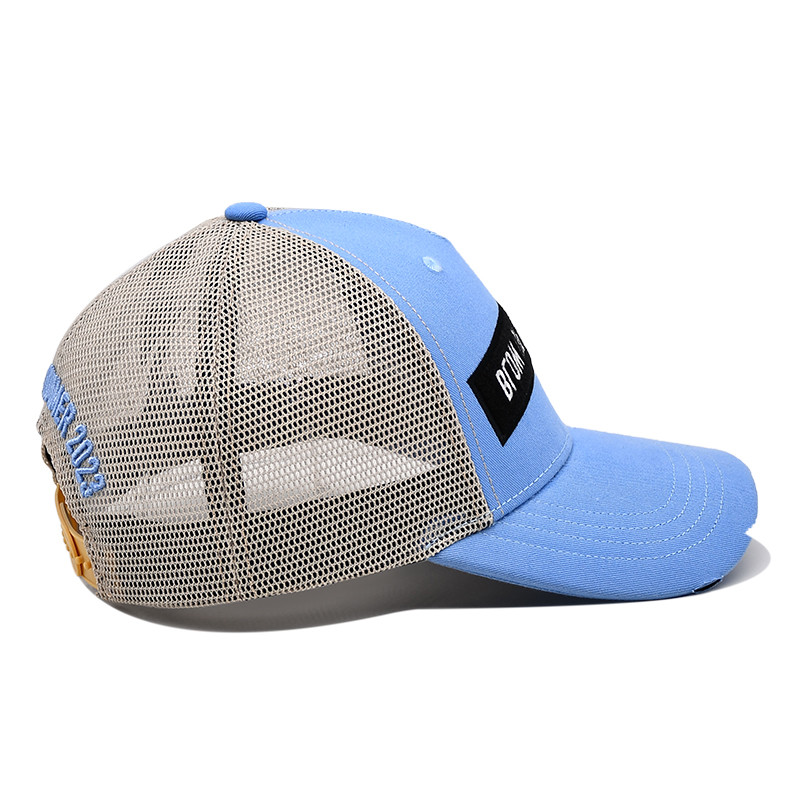 2 Eyelets Cotton/Polyester/Custom Fabric Trucker Cap With 3D Embroidery Logo