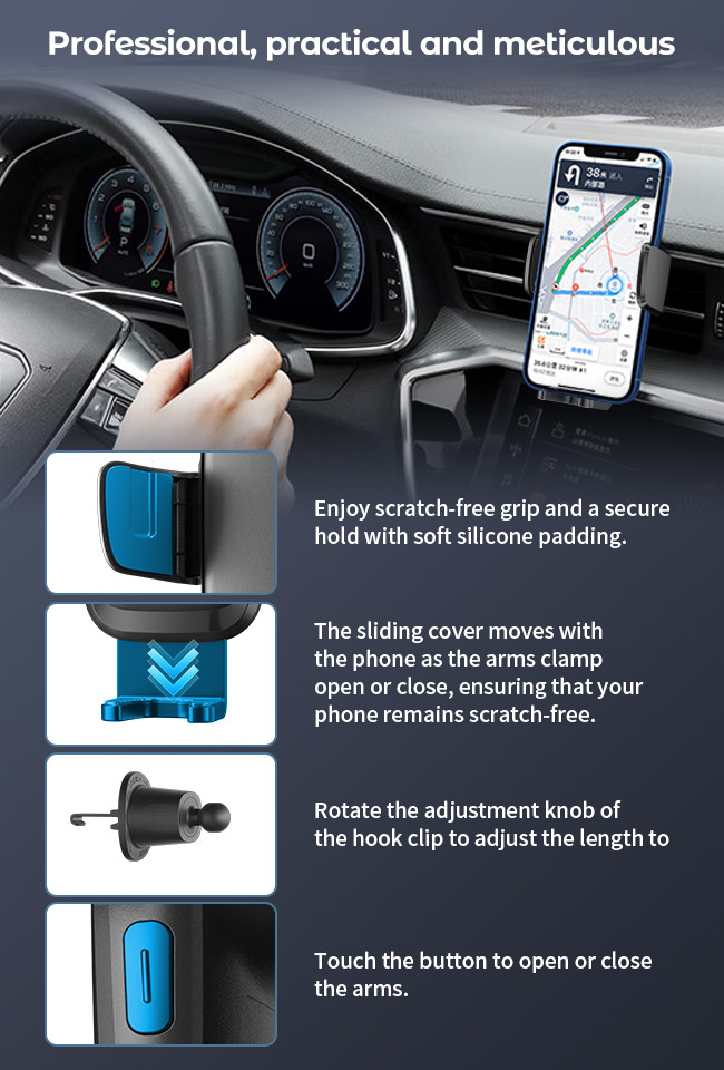 Fast Charging Iphone Car Charger Three Axis Linkage Wireless Car Charger