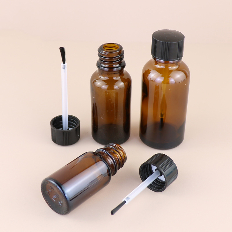 Glass Nail Polish Bottle with Cap and Brush Customized Design from Private Label