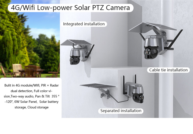 5V 2A ABS 4g Wifi Security Camera , 4g Ptz Camera Solar Fireproof