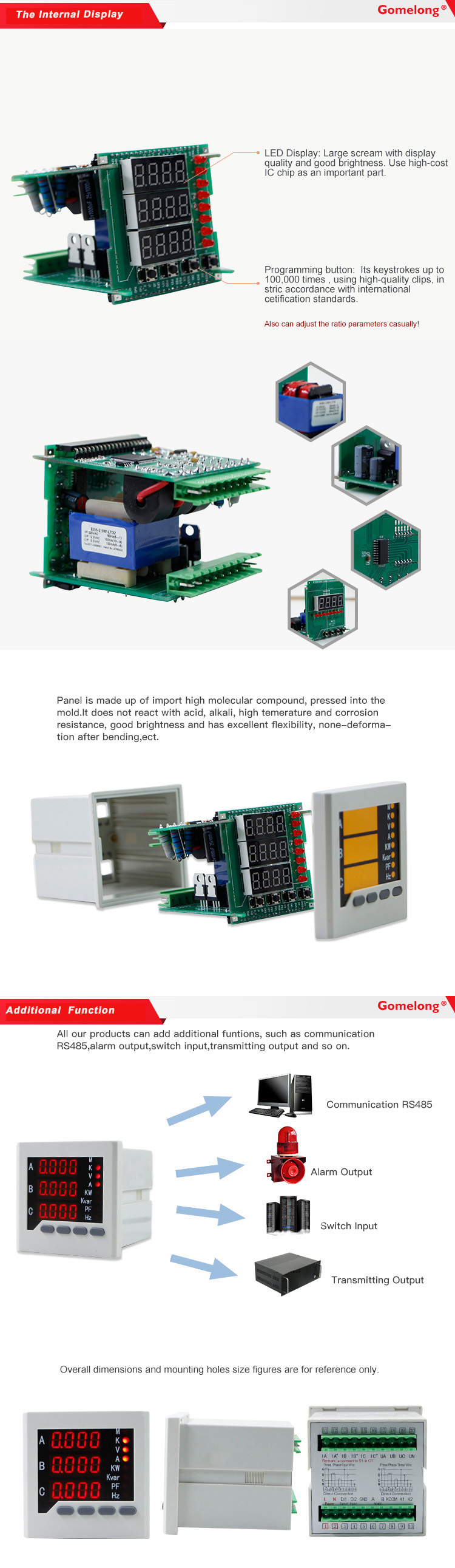 Hot selling Three Phase Multi-Function Power Meter For Distribution box