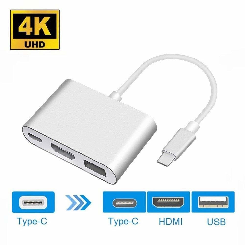 USB C to Adapter, USB 3.1 Type C to 4K Adapter with USB 3.0 and Charging Port for MacBook Chromebook Pixel