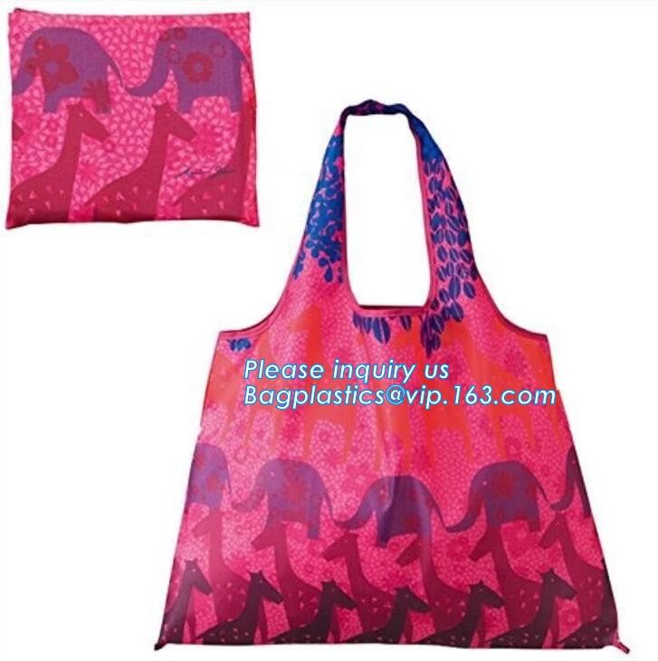Promotion Custom Eco Friendly Sublimation Polyester Folding Shopping Bag,Promotional Sports Gym Sack Polyester Drawstrin