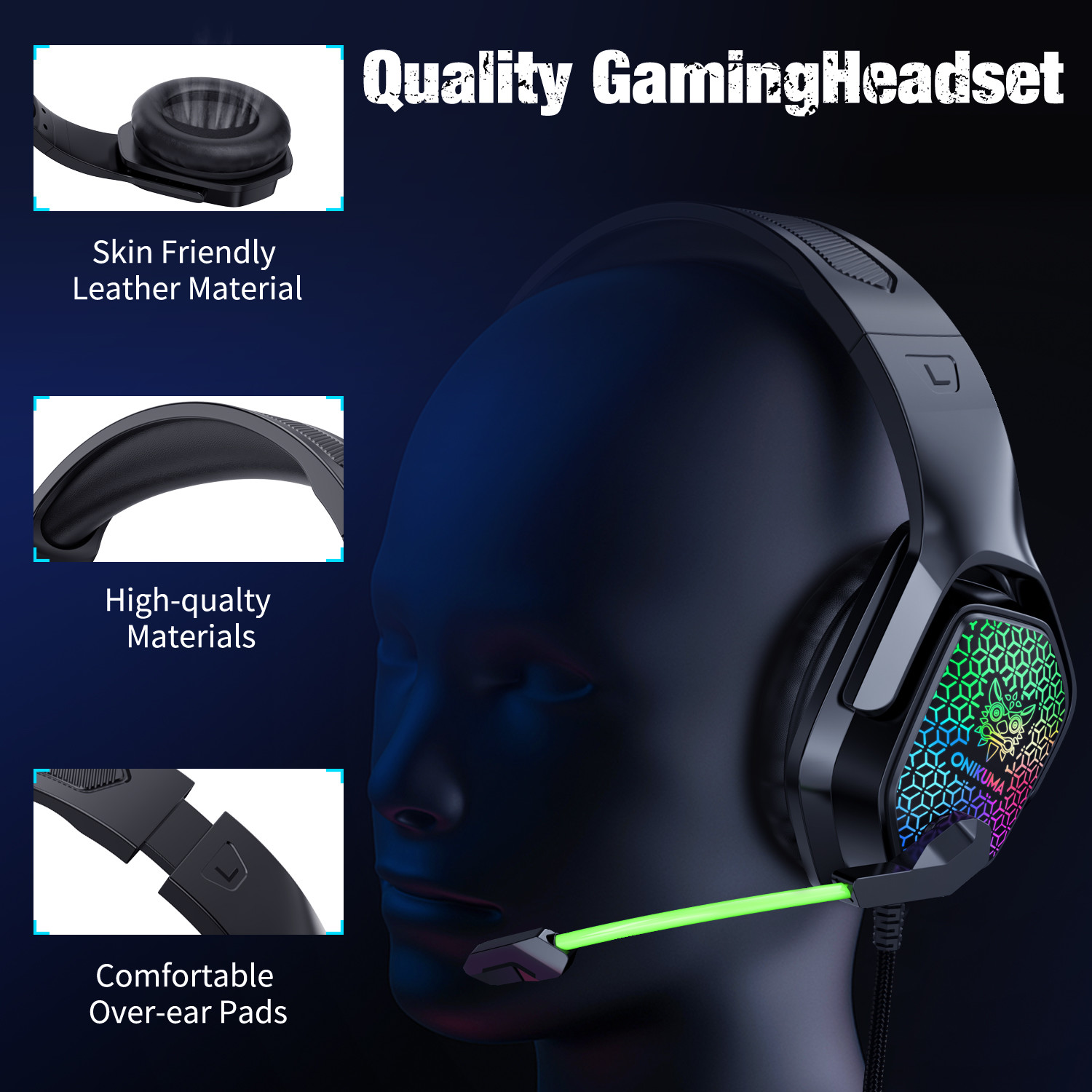 ONIKUMA X3 DC5V 100mA RGB PC Gamer Headset With Mic