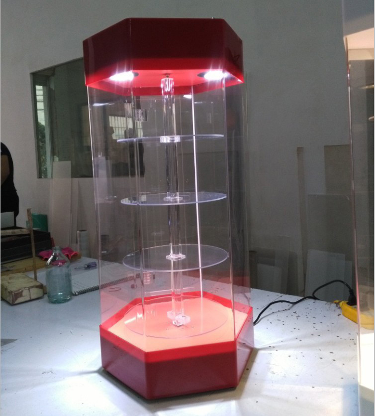 Multi Color Rotary Acrylic Retail Display Stands 4 Storey High Strength Titanium Alloy Material