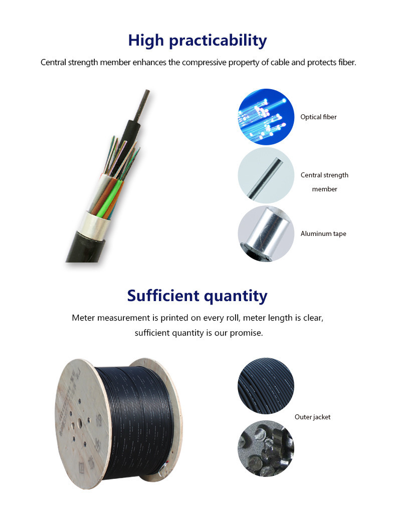 12 Core Fiber Optic Ethernet Cable Outdoor GYTA Armoured For Direct Buried