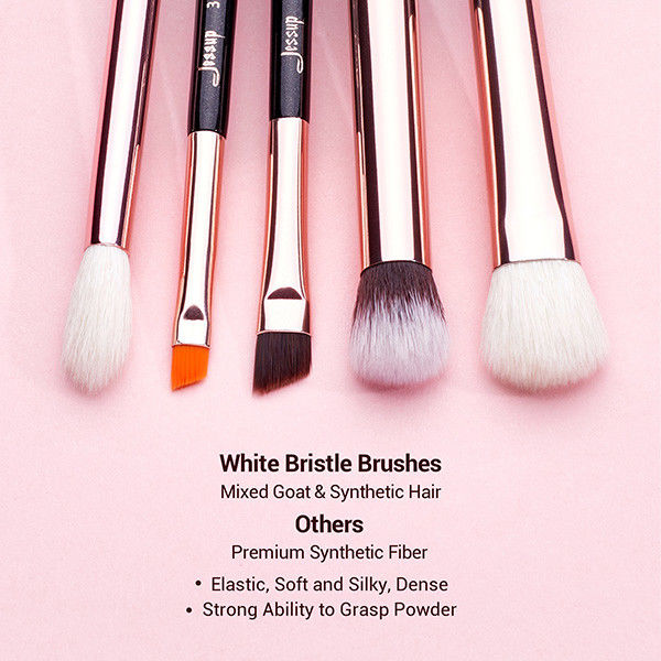 Jessup 15pcs Black/Rose gold Wood Handle Eyeshadow Eyebrow Shader Makeup Brush Set T157