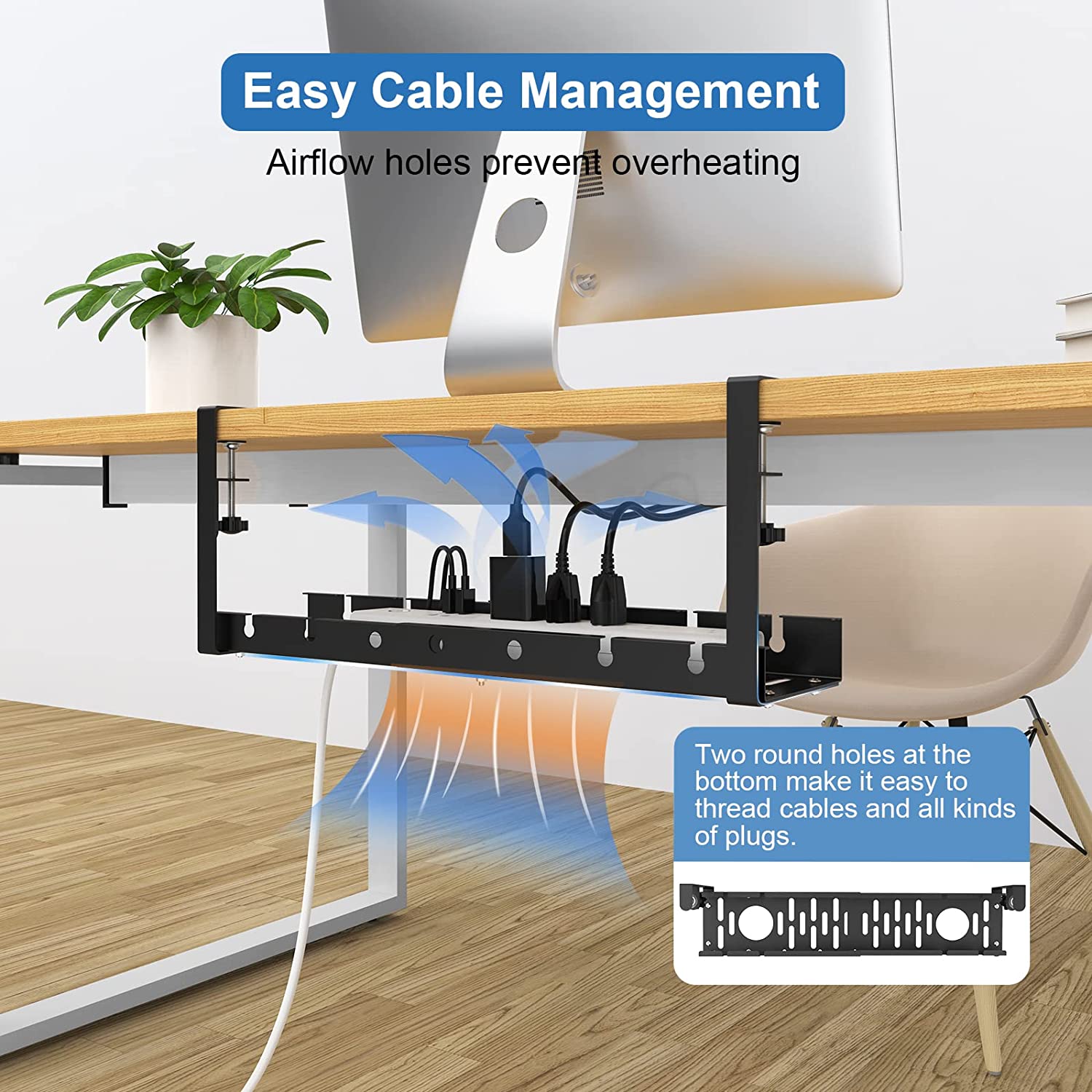 Under Desk Cable Management Retractable Cord Organizer In Offices Kitchens