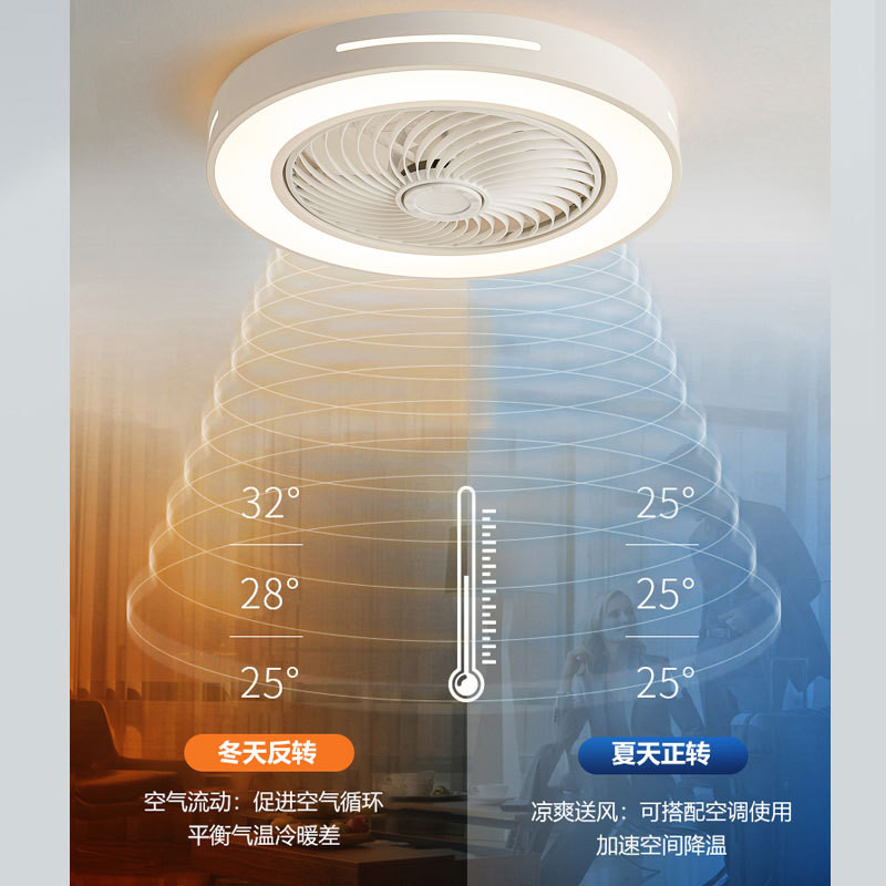 Ultra-Thin LED Lighting Lamp Nordic Style DC Inverter Fan 220V Remote Control for Home Modern Bedroom Living Room