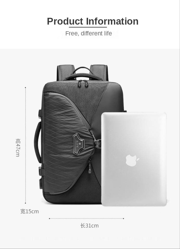 Multifunctional Expansion Boarding Bag Business Laptop Backpack 41*37*15cm