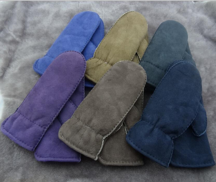 shearling lamb fur leather gloves hand sewing lady sheepskin 2019 mitten