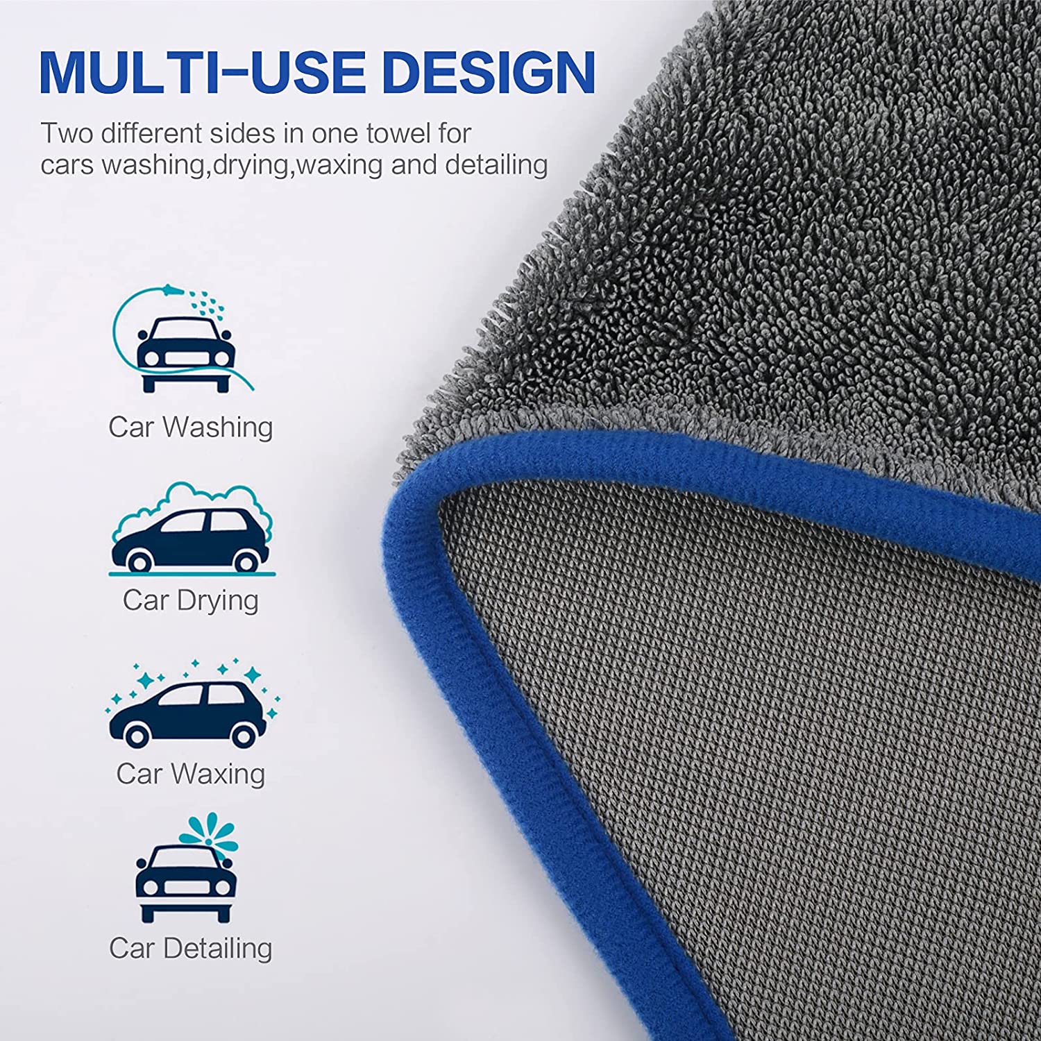 Rectangle Microfiber Car Cleaning Cloth Double Layer Absorbent Towel for Car Wash