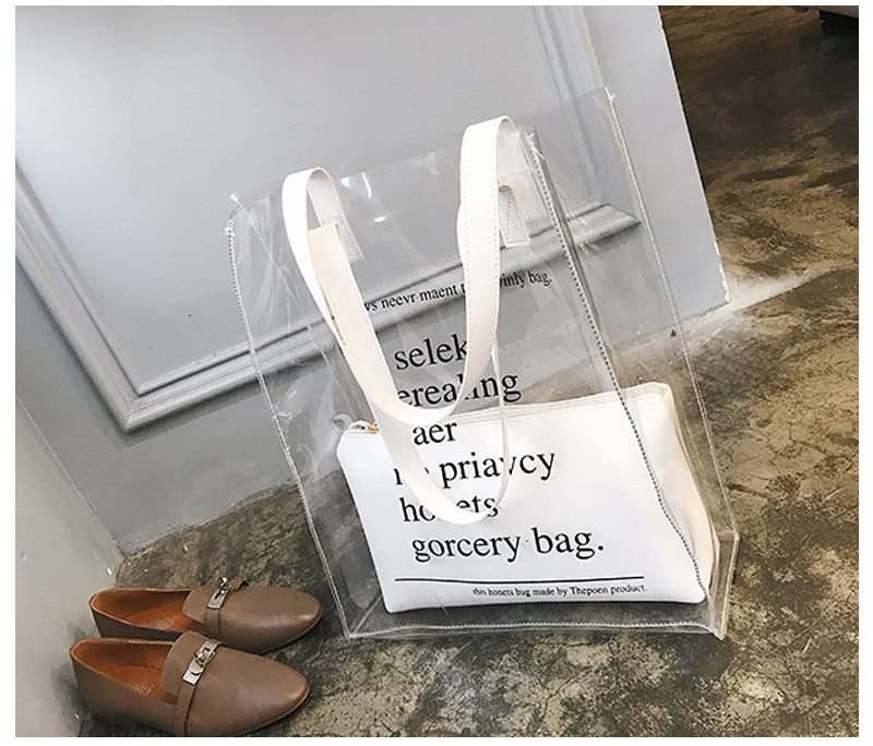 L33*D14*H40 Cm Reusable Custom Clear PVC Handbags