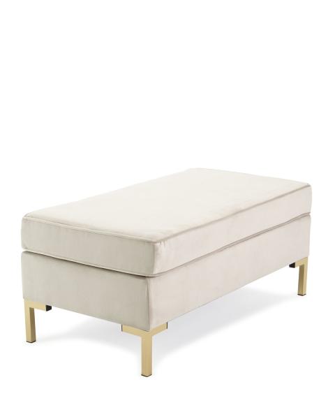 Hot sale stainless steel leg white linen ottoman classic bench for living room