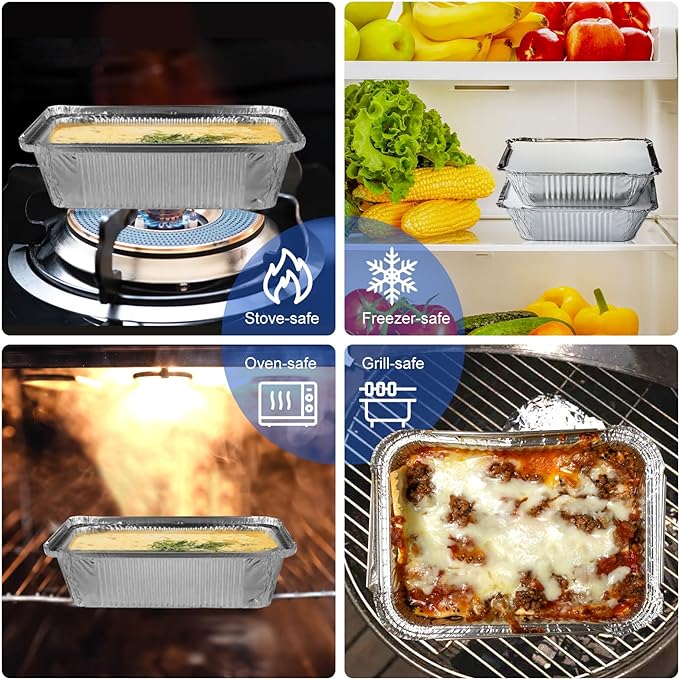 Cardboard Lid Silver Aluminium Foil Lunch Box for Food Storage and Take Away 890cc