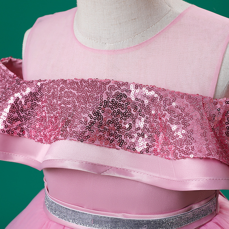 Cotton Children's Dress Clothing Mid length Sequin Design Girls Princess Dress