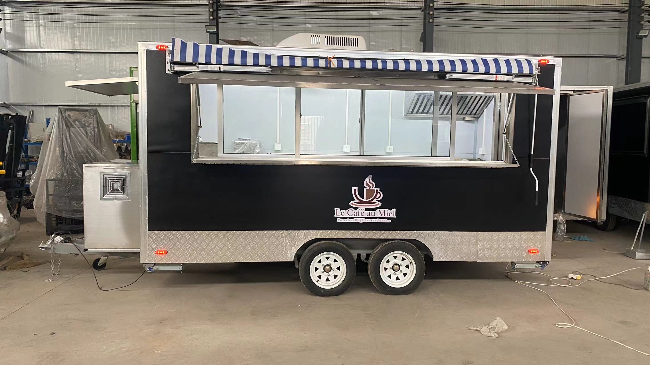 Customized Mobile Food Trailer Truck Square Snack Tea Shop Dinner Car