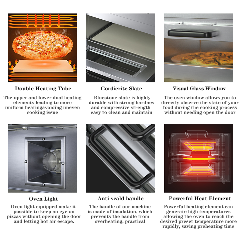 Double Layers Stainless Steel Pizza Oven for Commercial Restaurant Bread Cake Baking