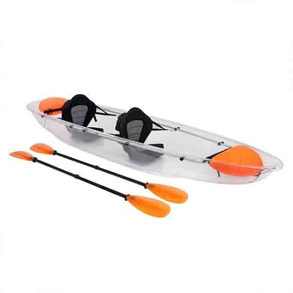 Transparent Double Pedal Kayak , Aluminum Alloy Frame Fishing Glass Bottom Canoe