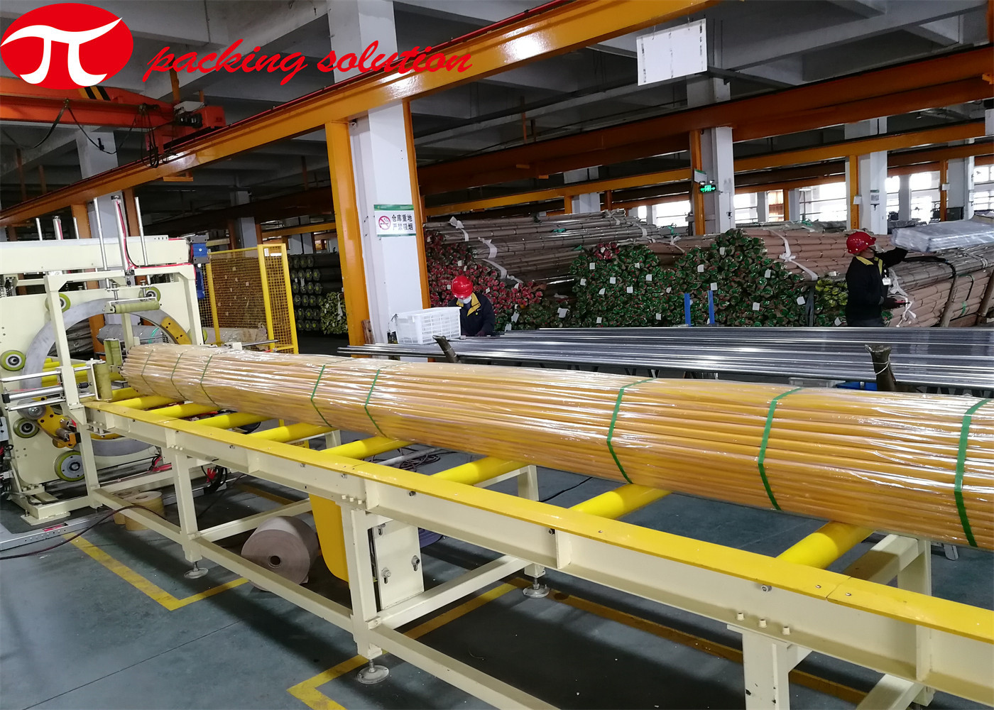70r/Min Steel Tube Wrapping Machine , 2.4kw Orbital Film Steel Pipe Packing Machine