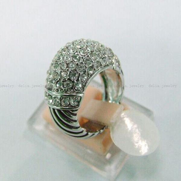 Quality (R-13) New Style Jewelry Women Fashion Pave Clear Cubic Zircon 925 Silver Ring for sale