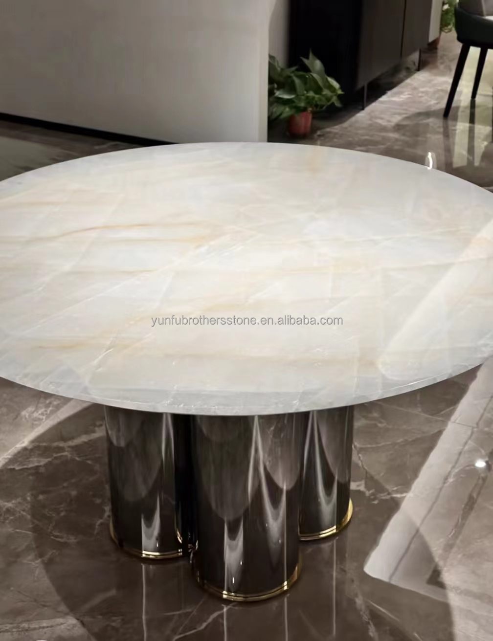 Translucent Cristallo Countertop Onyx Marble Table in Modern Design for Luxury Dining