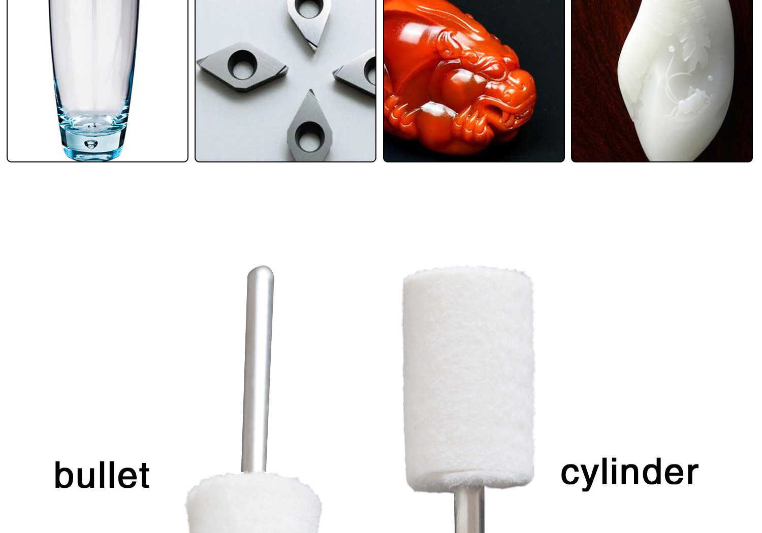 10pcs Wool Grinding Head Round Cylindrical Bullet Type Polishing 2.35mm
