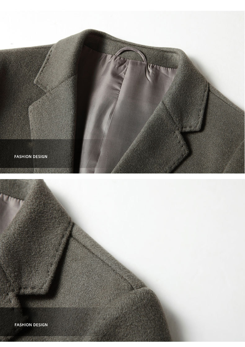 Wool Jacket Coat for Men Single Breasted Business Turn Down Collar Long Sleeve Regular