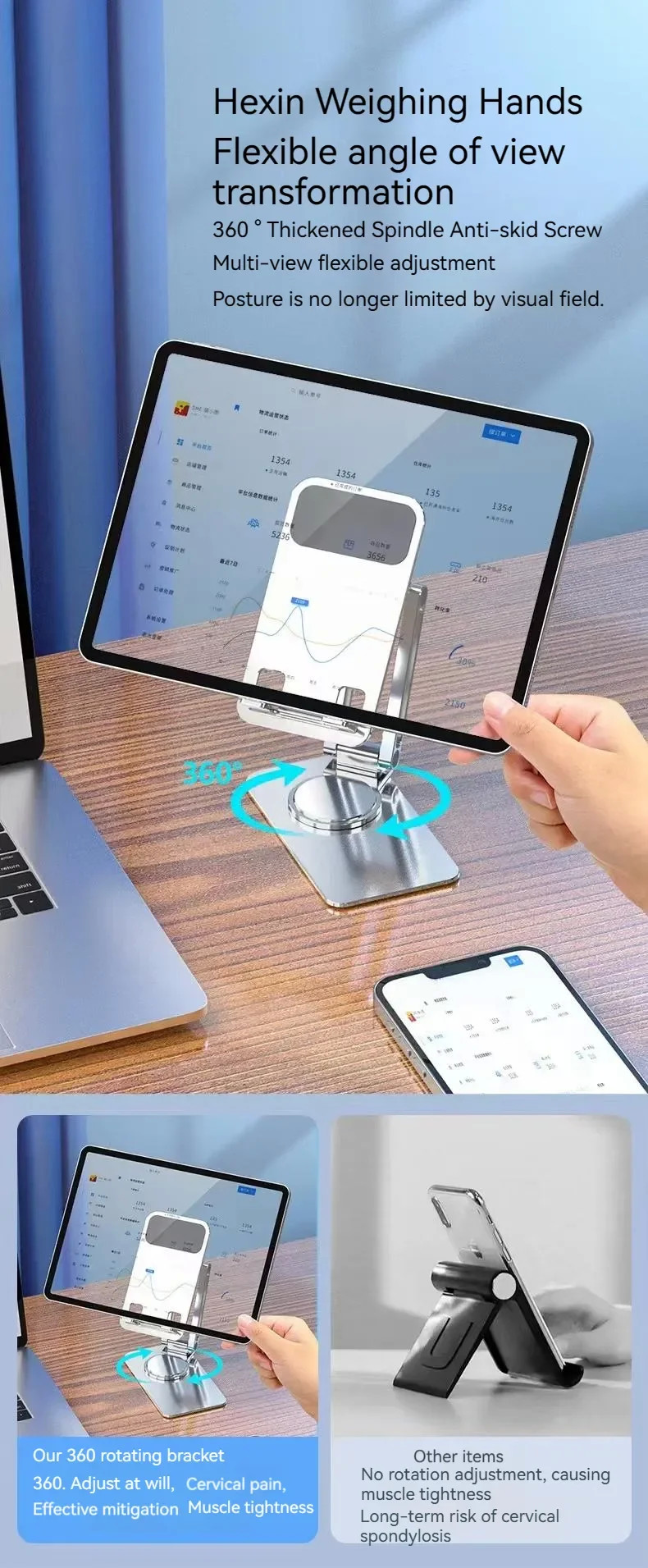 Aluminum Desktop Phone Stand Foldable Universal Mobile Phone Holder 3.7mm
